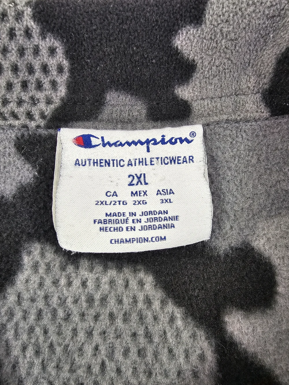 Champion Athleticwear Camo Fleece Jacket Men's 2XL Grey Black Snap Shacket Logo - Picture 5 of 7